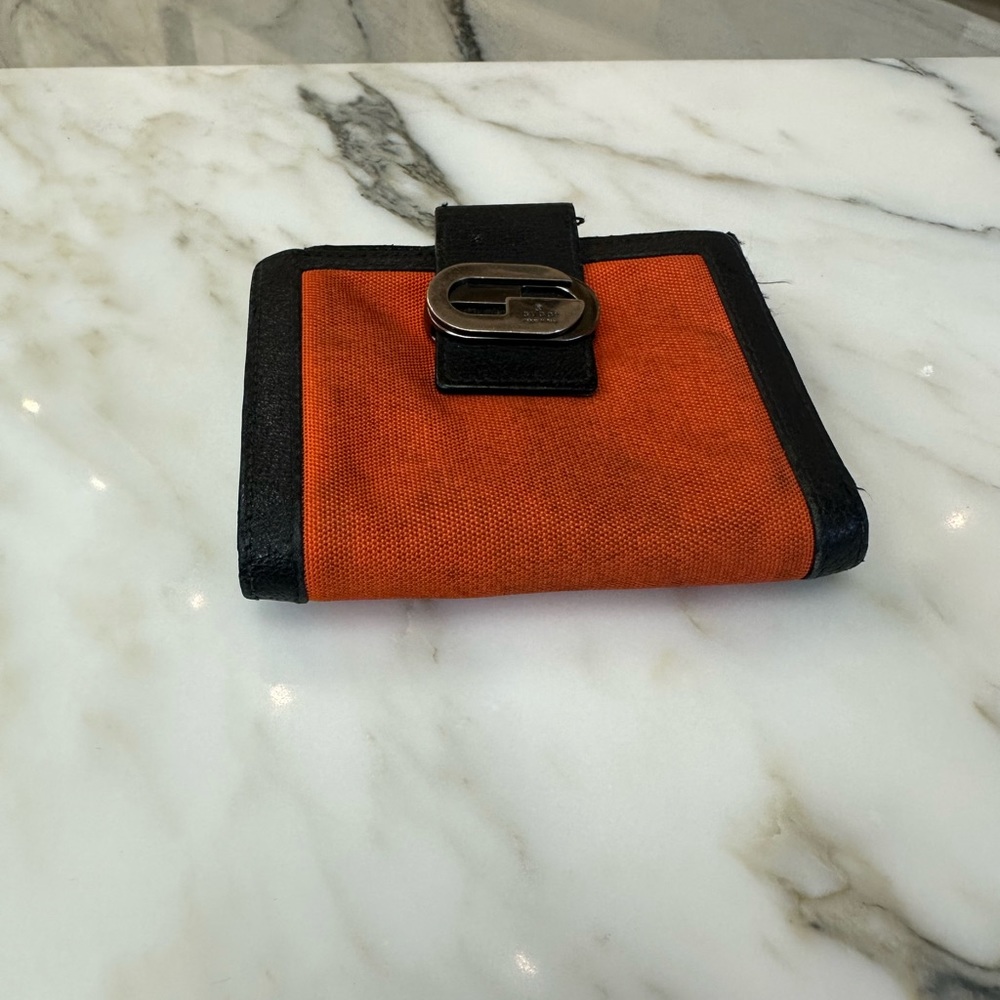 GUCCI - interlocking G Logo black and orange small wallet - Picture 4 of 15